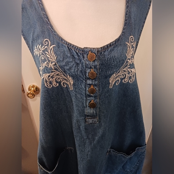 Mississippi River Blues Denim Dress Jumper Midi - Mini Womens 2X 100% Cotton - Picture 3 of 6